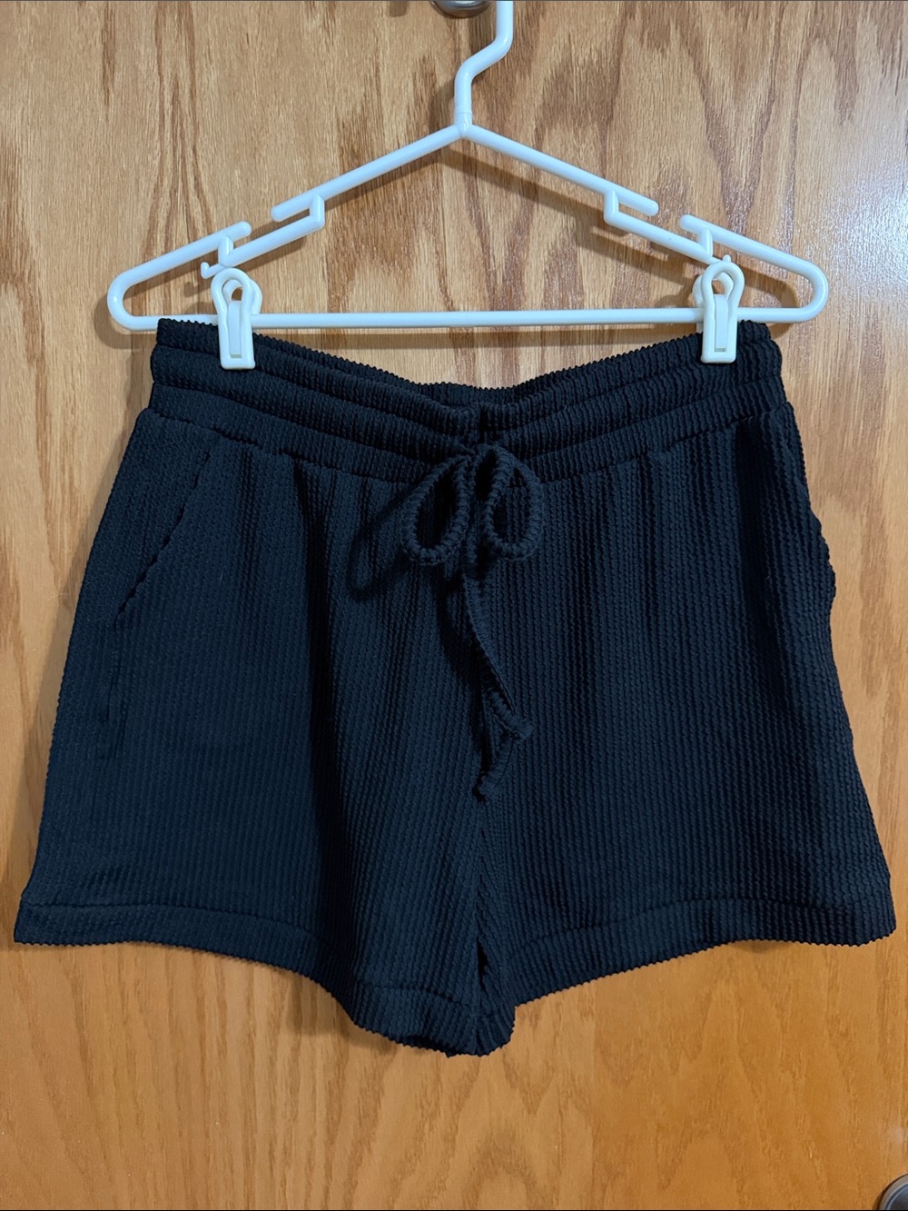 Zenana Outfitters Black Knit Drawstring Athletic Shorts